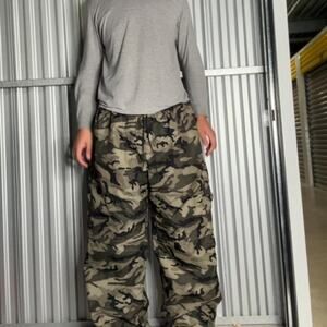 Wide leg mens  camo baggy track pants